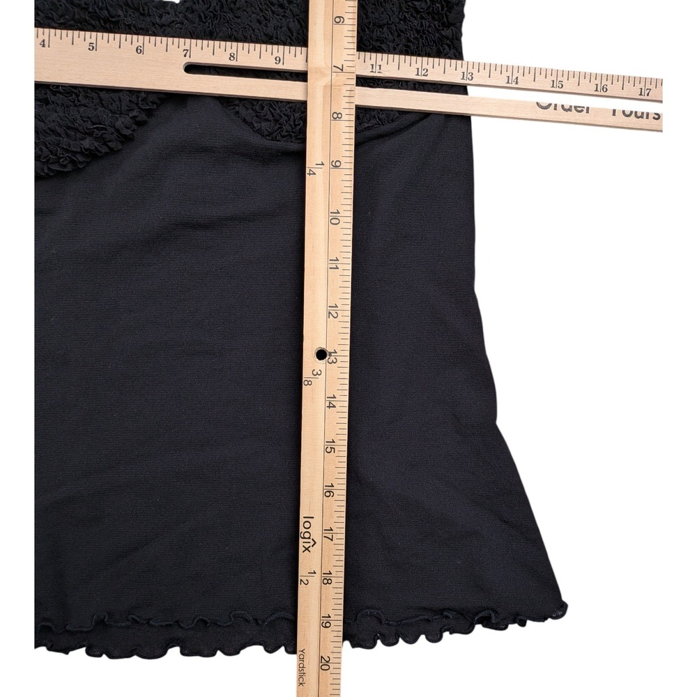 On Gossamer Ruffle Textured Semi Sheer Tank Top Layer Size Medium Black Stretchy - Picture 4 of 9